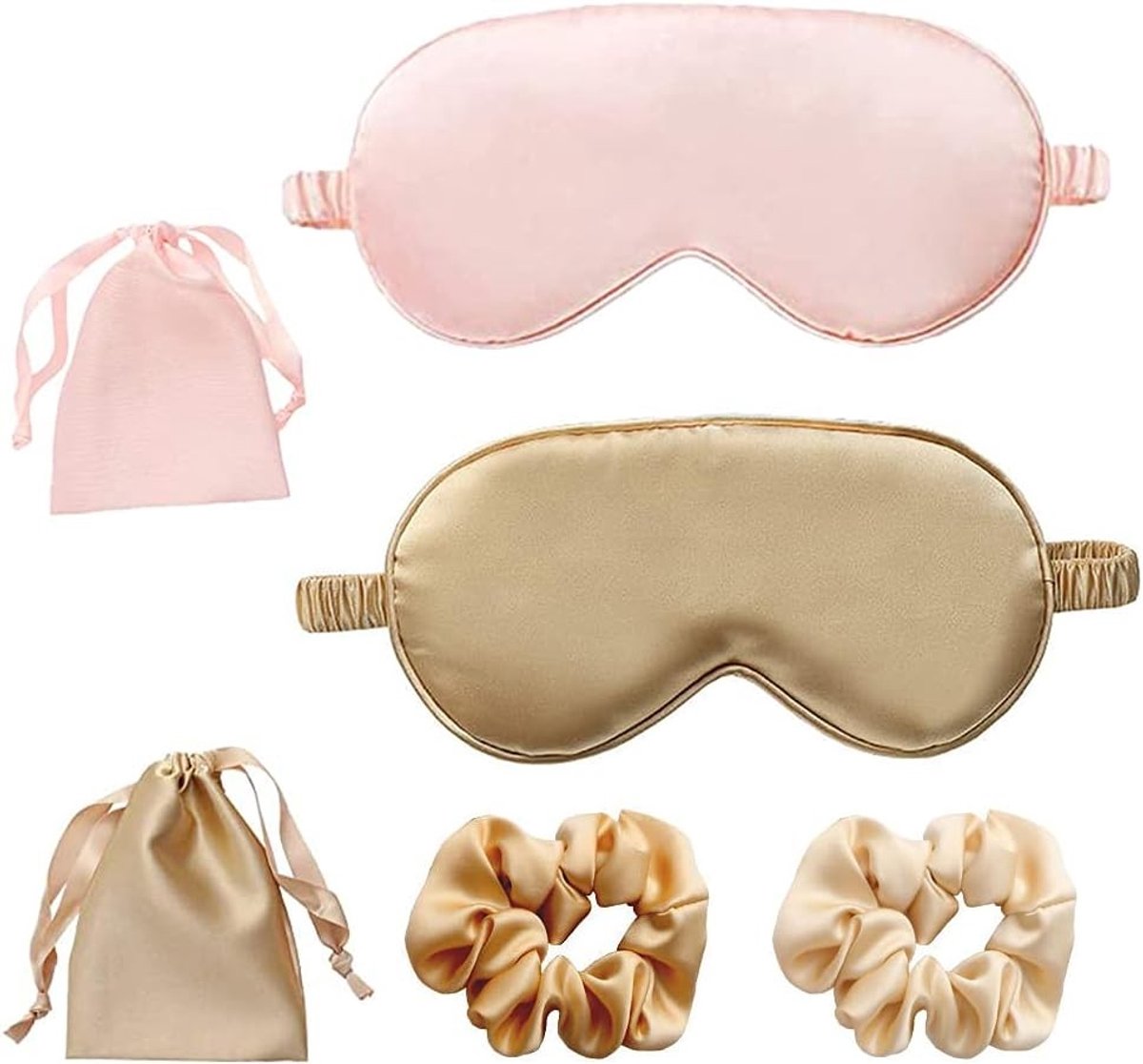 Verstelbaar Slaapmasker - Goud en Roze - Ademend Materiaal - Comfortabel Design - Voor Mannen en Vrouwen