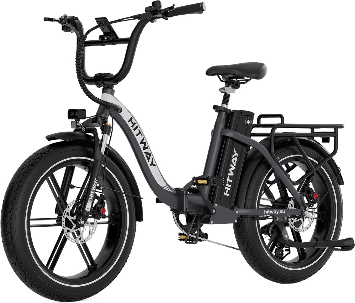 Hitway Elektrische Fiets BK6S Plus - 20*4.0 Inch Fat Tire City Commuter EBike met Afneembare 48V 25 Ah Lithium Batterij - Opvouwbaar Mountain E-Bike met 250W Motor - 7 Versnellingen - IP54 Waterdicht - Hitway - €1.099,99