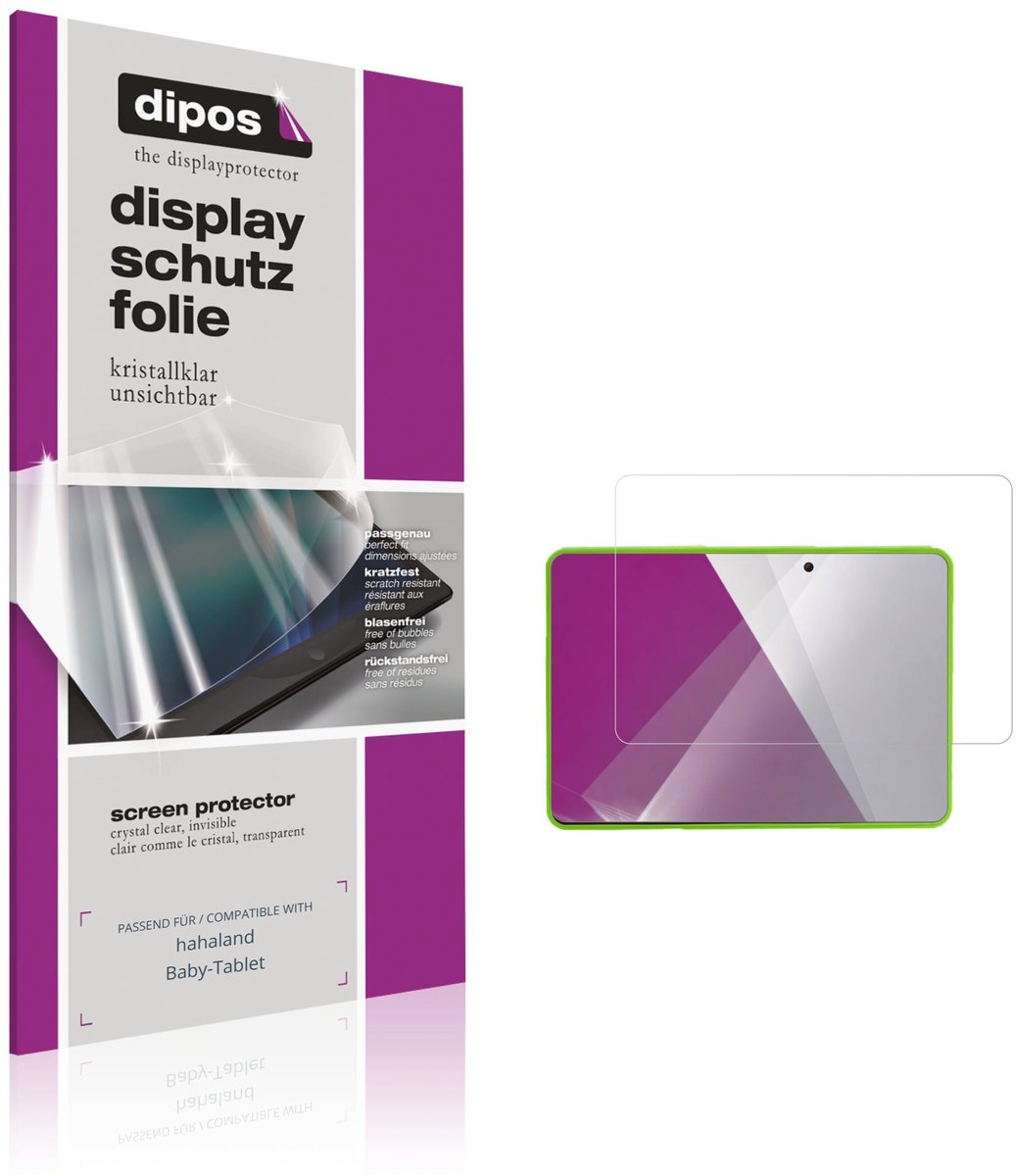 dipos – 2x Beschermfolie geschikt voor hahaland Baby-Tablet | Krasbestendige & heldere Screenprotector Ultra-Thin