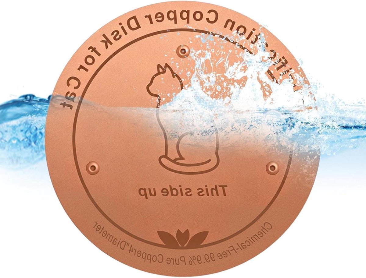 Koperen Plaat - Zuiveringsschijf Vogelbad - Water Zuiveren - Roestvrij - 11 x 11 cm - Koperkleurig