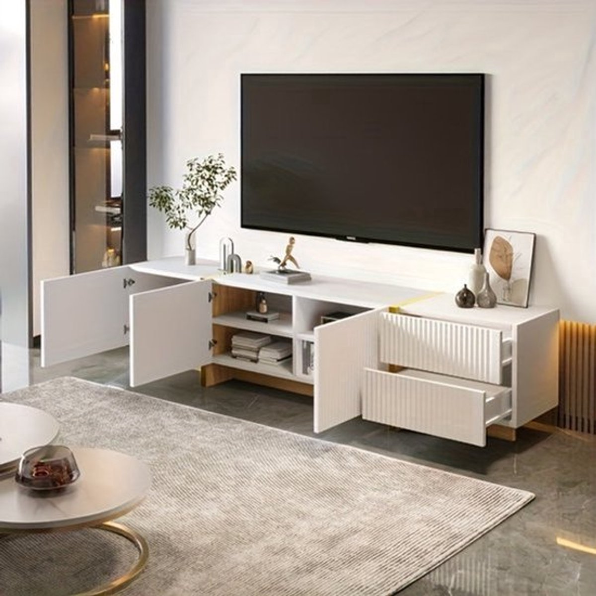 Tvmeubel – Televisiekast – Tv Kast – Tv Meubel – Tv Dressoir – 190 cm – Met 3 Deuren en 2 