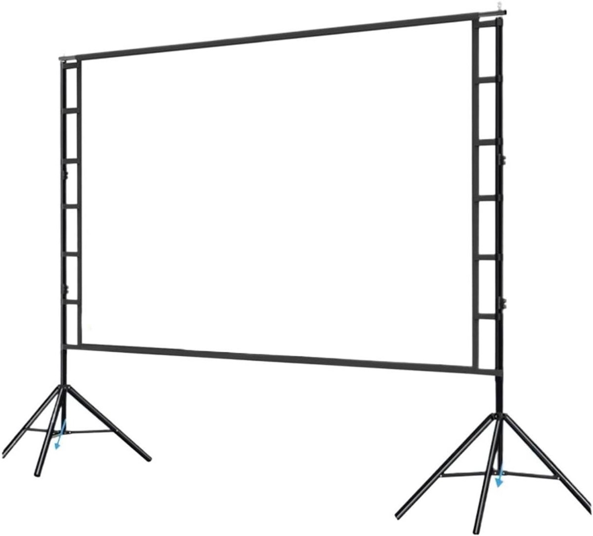Projectiescherm - Beamerdoek met standaard - Buitenfilm avond - Kreukvrij beeld - 60 inch - Wit