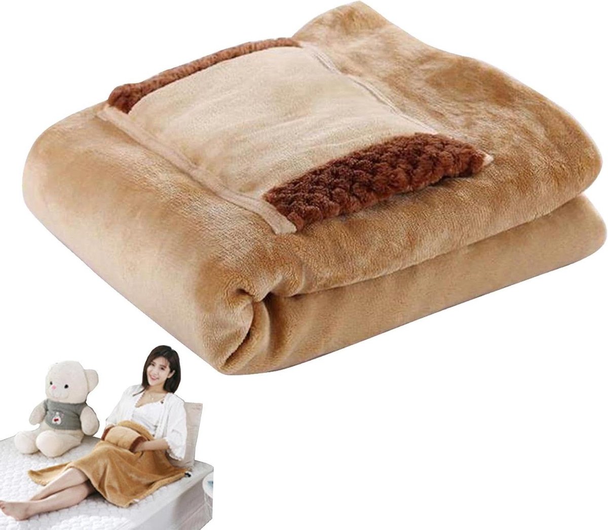 Elektrische Deken - Verwarmde Plaid - Warmte en Comfort - USB Aangedreven - 80 x 60 cm - Camel