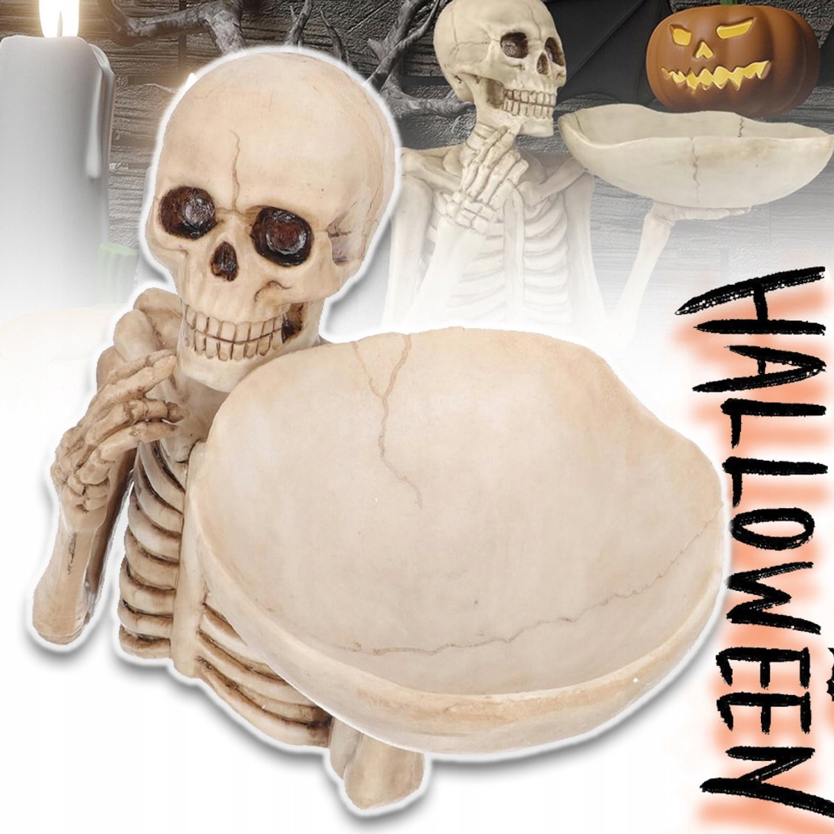 Opbergbakje in De Vorm Van Een Schedel Van Hars Met Decoratief Ontwerp - Halloween Decoratie & Sleutelhouder 22 cm Niet-Giftig Multifunctioneel - Perfect Voor Woonkamer, Bar En Kantoor