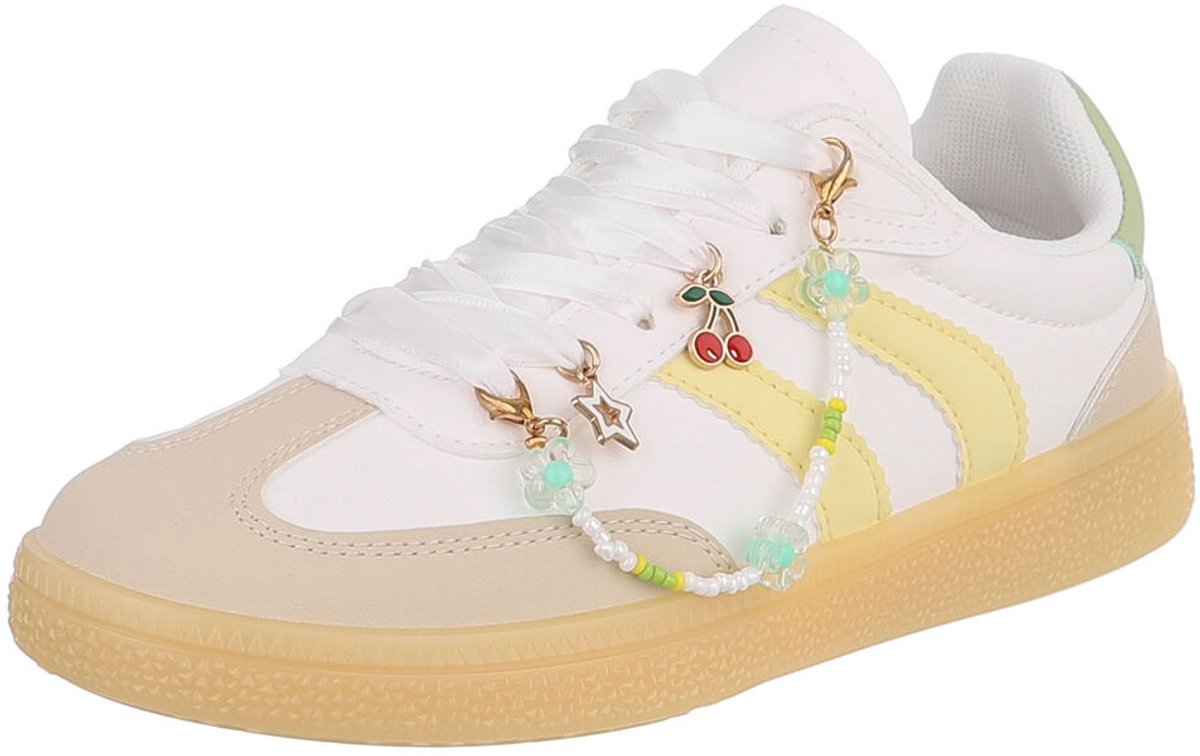 Sneaker - Vetersluiting met bedels - Dames en tieners Mt:36