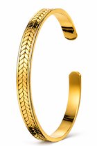 Armband Dames Heren – Bangle Armband Goud – 21,5cm -RVS Armband Dames – Stalen Armband Heren – Goudkleurige Armband – Stainless Steel Bangle – Mauro Vinci