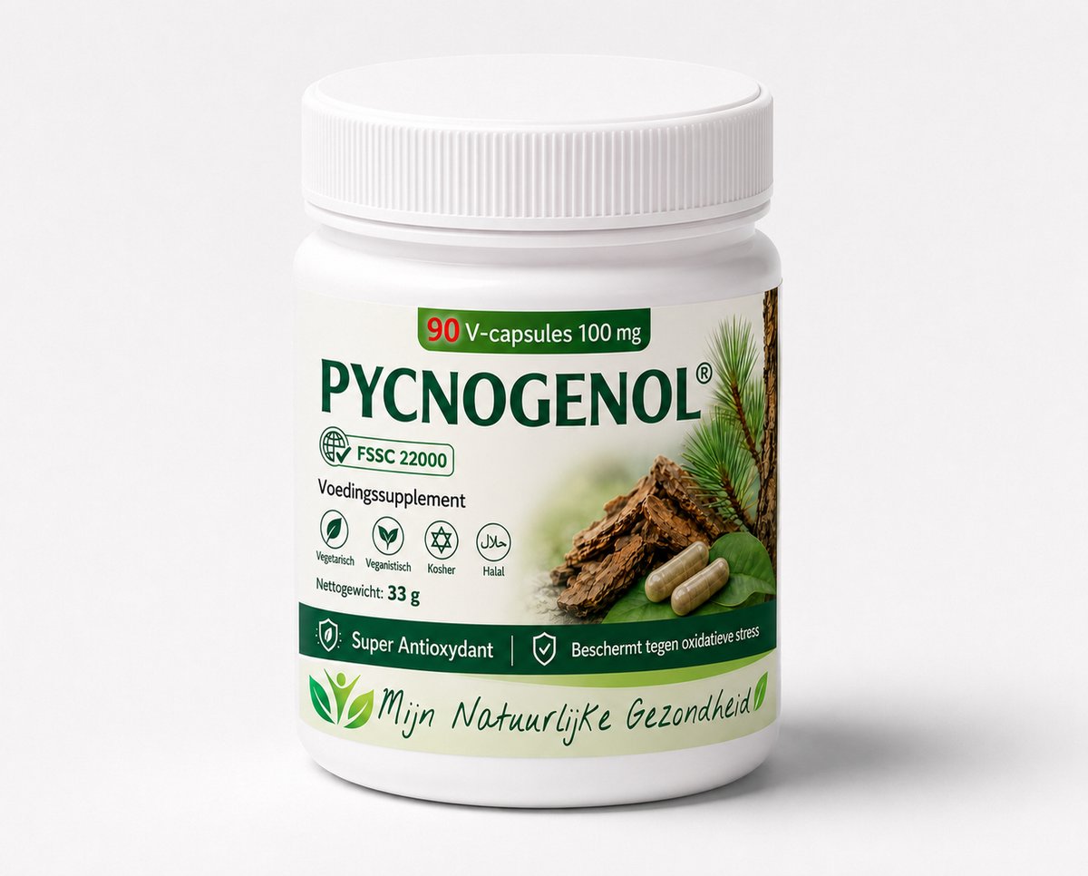 Pycnogenol® 100 mg – 90 Vegan Capsules | Frans Zeedennenschors Extract | Gestandaardiseerd OPC Extract | Vegan Voedingssupplement