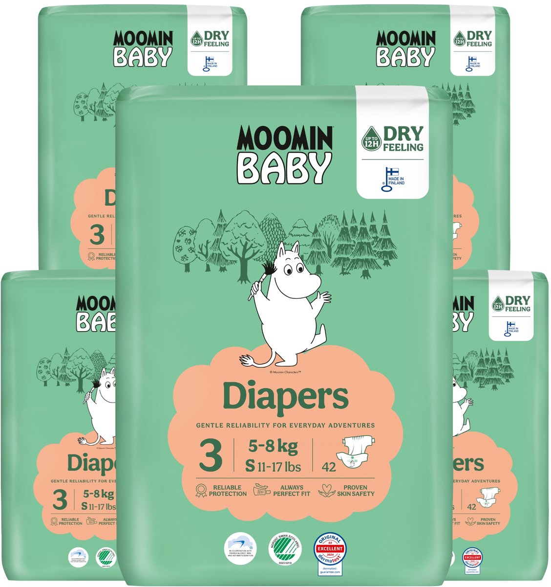 Moomin Baby Eco luiers maat 3 | 210 stuks
