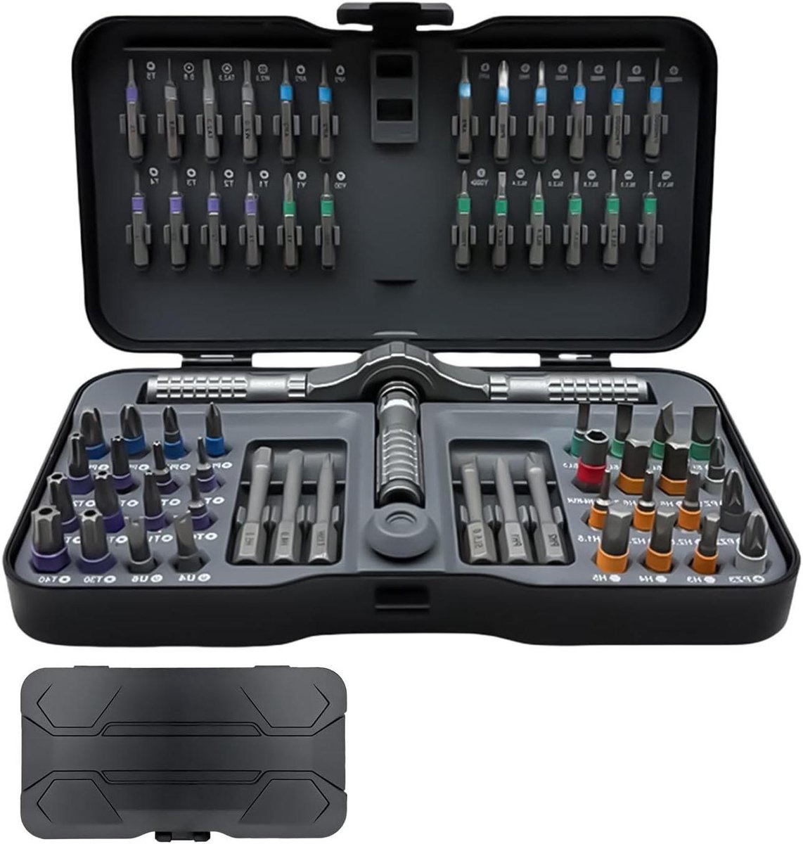 Ratelschroevendraaierset - Precisiebits set - Elektronica Reparatie - Magnetische Grip - 66-delig - Grijs