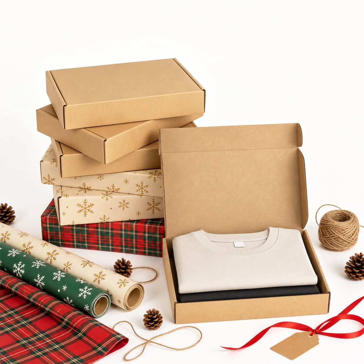 Froadp Verpakking van 3900 verpakkingsdozen, opvouwbare kartonnen dozen en transportdozen, eenvoudig op te vouwen, stevige constructie, geschikt voor transport, verhuizingen, opslag en cadeauverpakkingen. Grote brieven - bruin - 32 x 22 x 5 cm