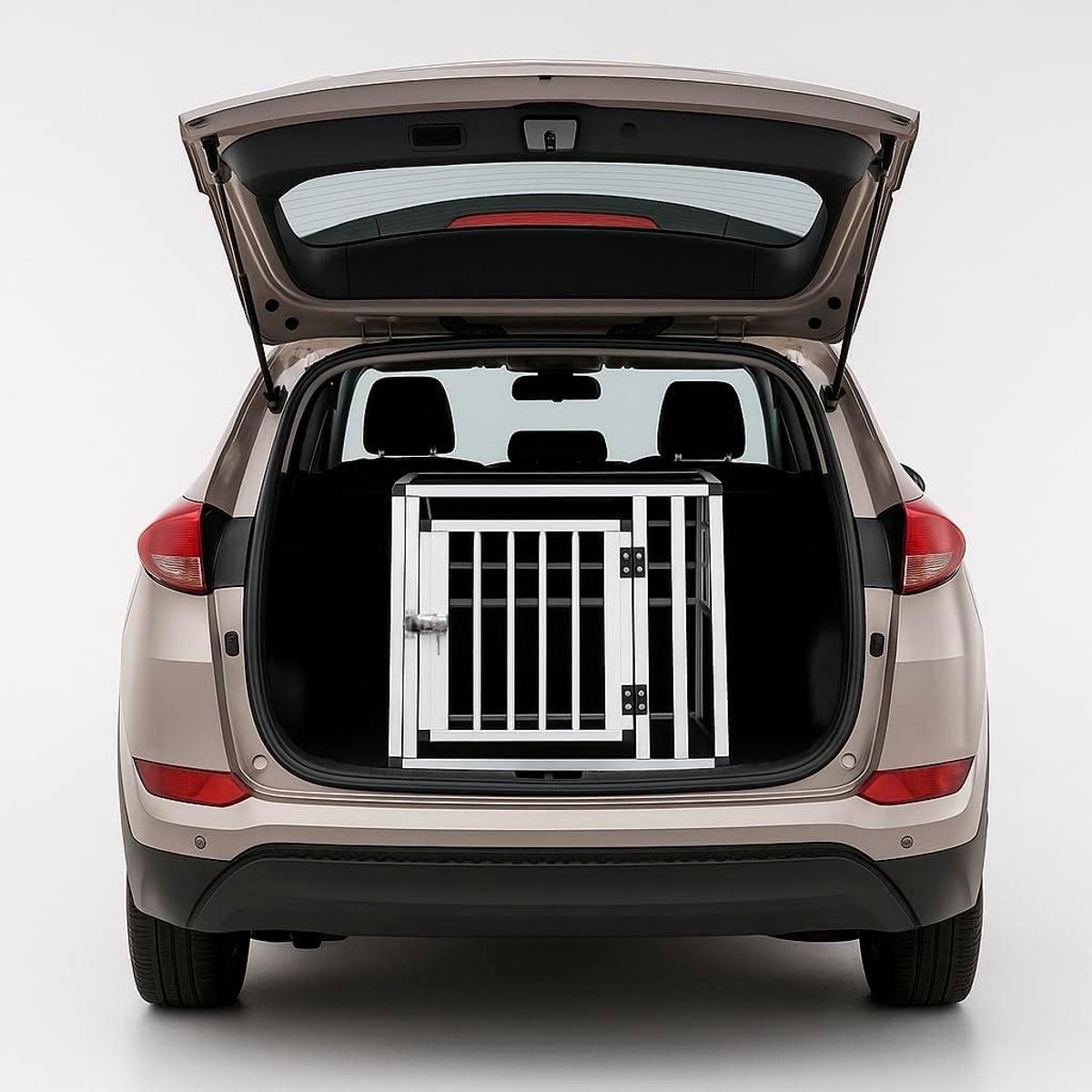 Hondenbench voor Auto - Hondenkooi Transportbox - Veilig Vervoeren - Geoptimaliseerd Hoekontwerp - 50x60x50 cm - Zilver en zwart