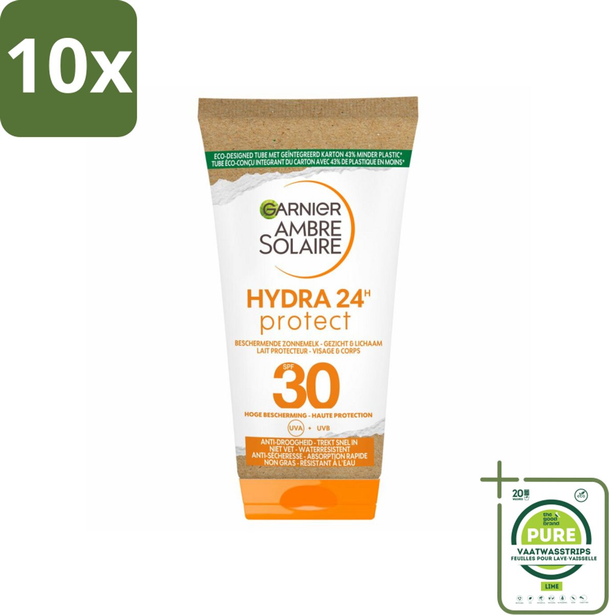 10 x Garnier - Ambre Solaire - Zonnebrandmelk - SPF 30 - Reisformaat - Gezicht & Lichaam - 50 ml - Grootverpakking - Zonnebrand - Zonnebescherming - Spf 30 - Reisformaat - Zonnemelk