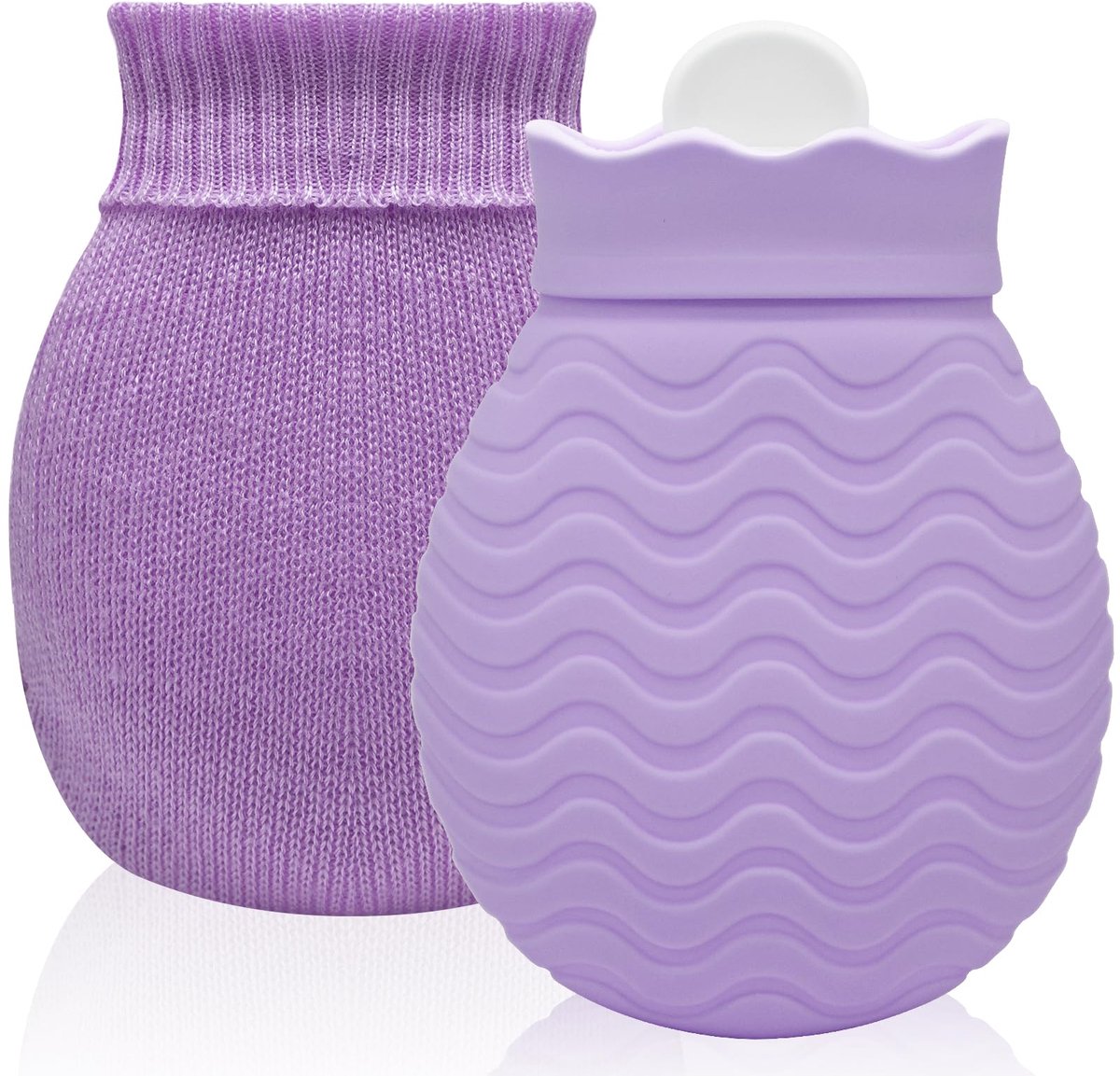 SnelShoppen - 320 ml Warmwaterkruik met Glad Hoes - Mini Warmwaterzak voor Pijnverlichting bij Taille, Rug, Nek en Schouders - Kleine Lekvrije Warmwat