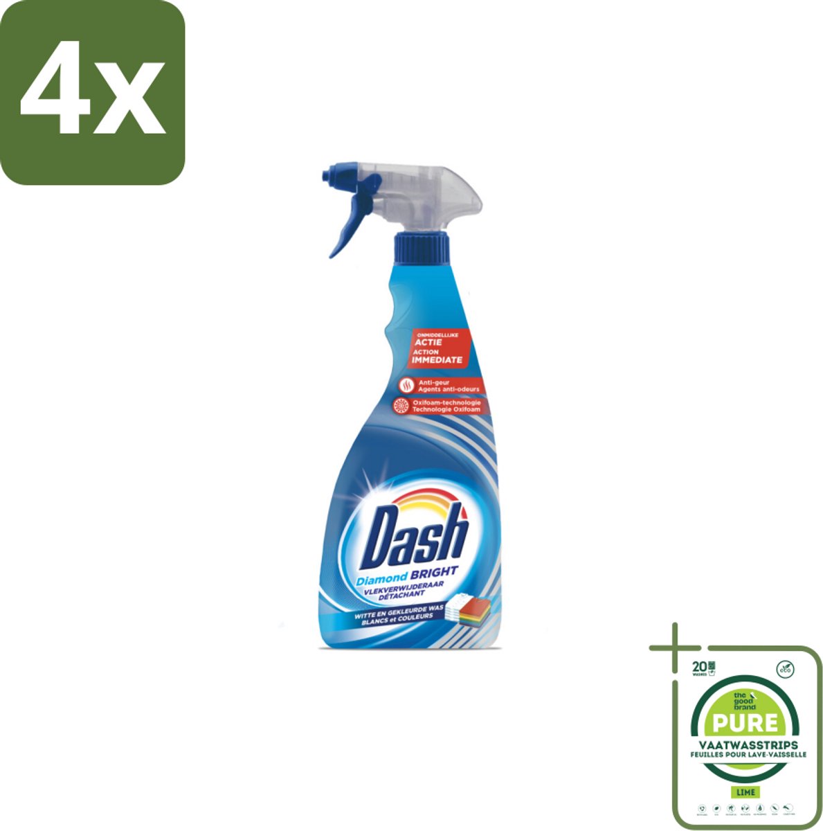 Dash - Vlekverwijderaar - Vloeibaar - Krachtige Reiniging - 750 ml - Voordeelverpakking - 4 stuks - Vlekkenverwijderaar - Vlekkenreiniger