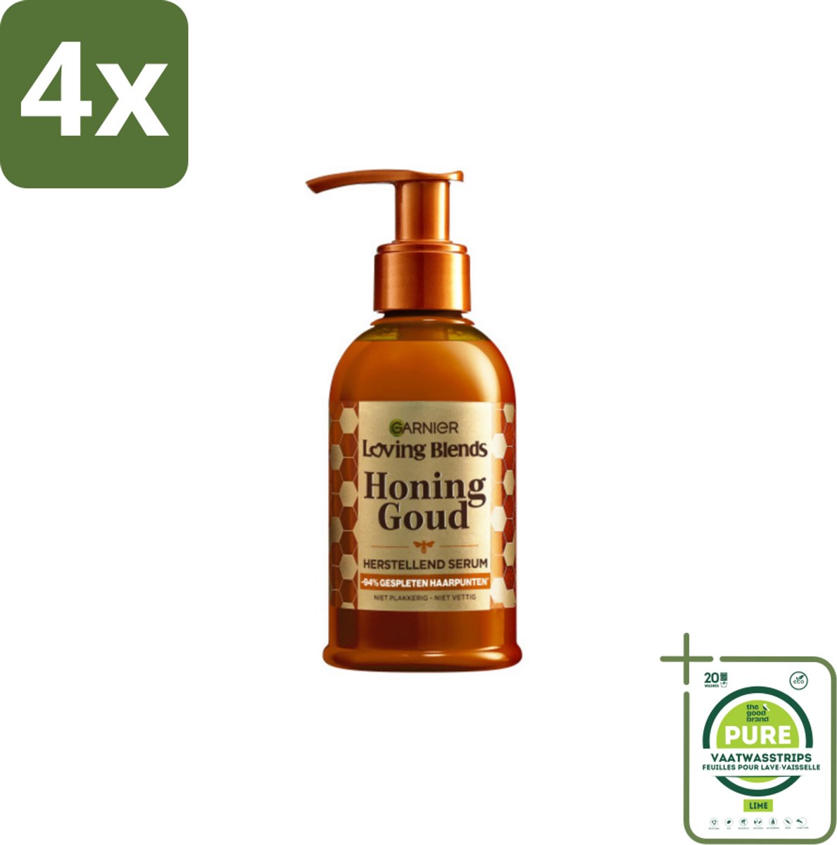 Garnier - Loving Blends Honing Goud - Herstellend Haarserum - Beschadigd & Breekbaar Haar - 115 ml - Voordeelverpakking - 4 stuks - Haar serum - Herstellend serum
