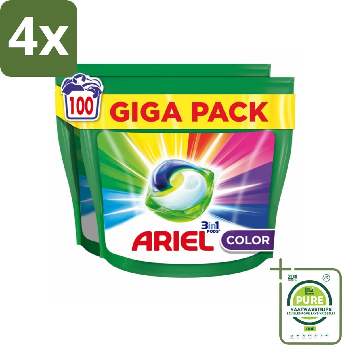 Ariel - 3in1 Wasmiddel Pods - Color - 100 Pods - Voordeelverpakking - 4 stuks - Wasmiddel pods - Ariel