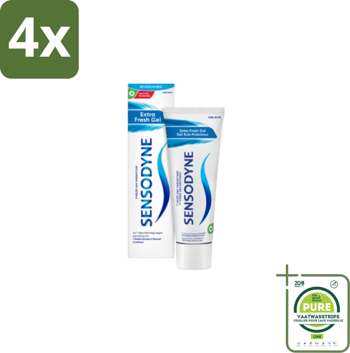 Sensodyne - Tandpasta - Extra Fresh Gel - Verfrissend - 75 ml - Voordeelverpakking - 4 stuks - Tandpasta gevoelige tanden - Sensodyne