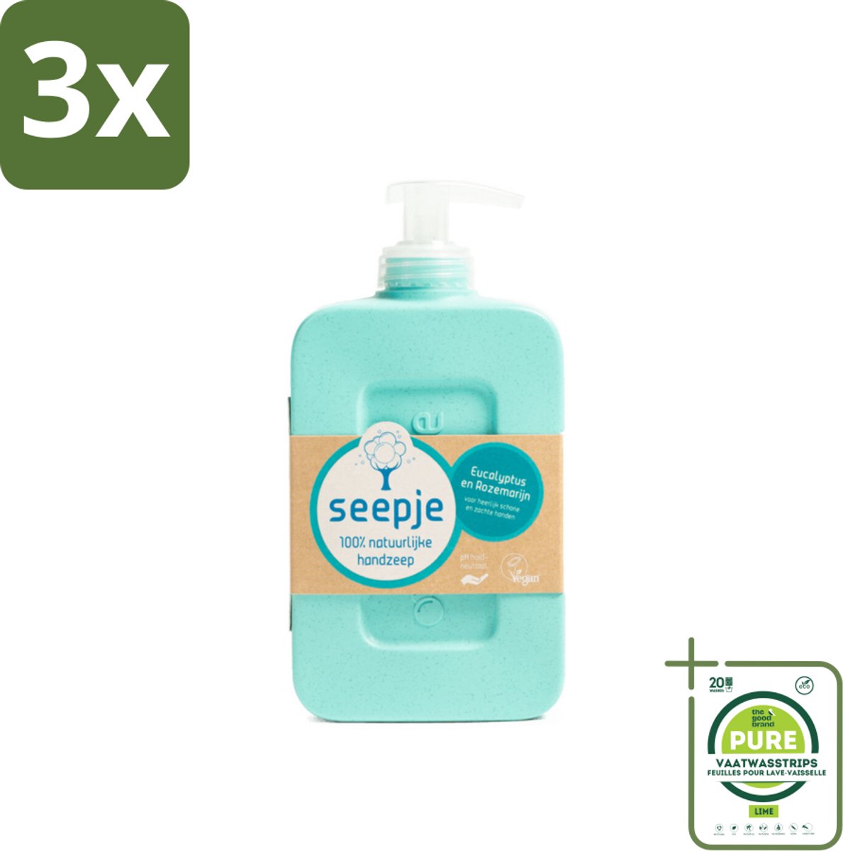 3 x Seepje - Handzeep - Eucalyptus met Rozemarijn - 300 ml - Antiseptische Geur - Grootverpakking - Handzeep - Eucalyptus - Rozemarijn - Natuurlijke Handzeep - Antiseptische Handzeep