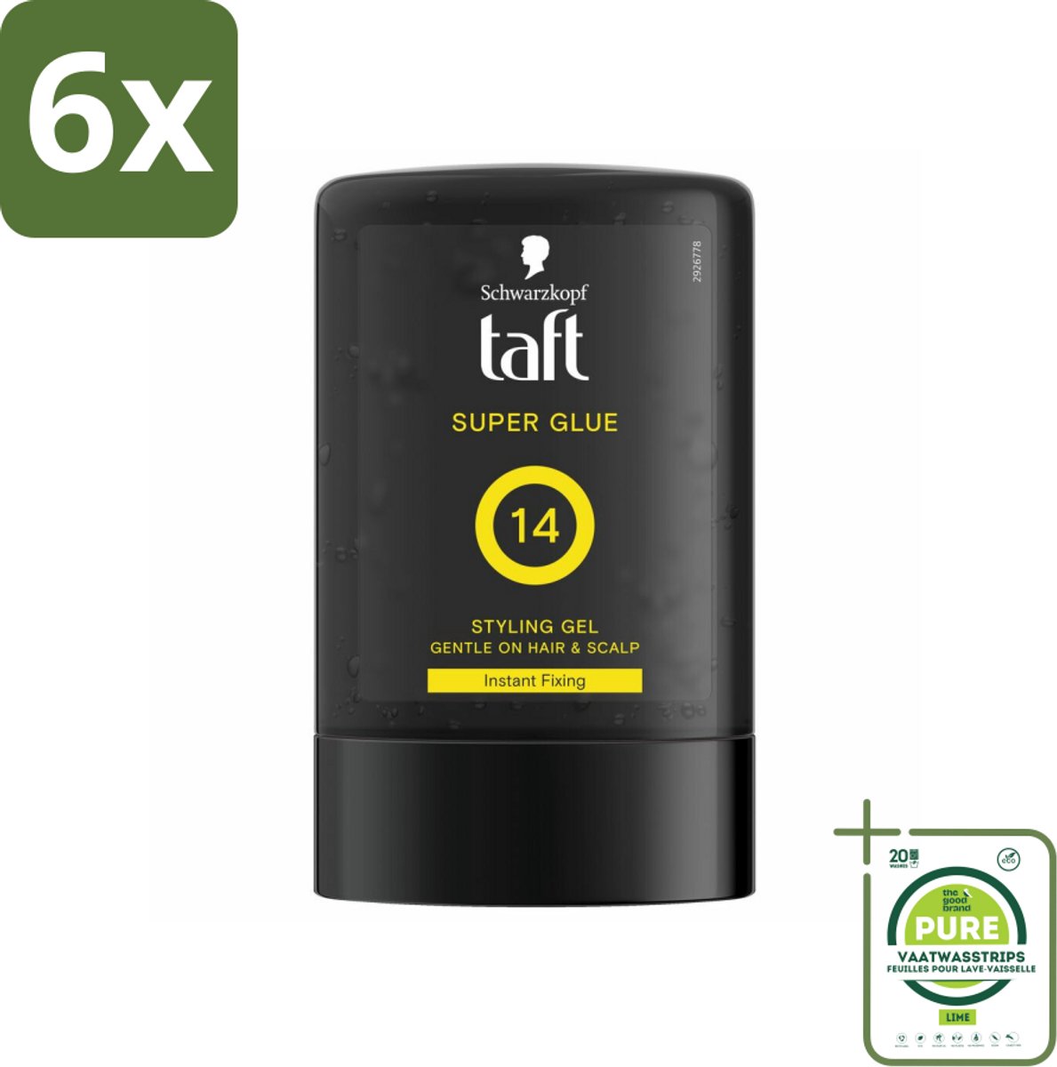 Taft - Super Glue 14 - Styling Gel - Ultieme stevigheid - 300 ml - Voordeelverpakking - 6 stuks - Haargel - Super glue hold