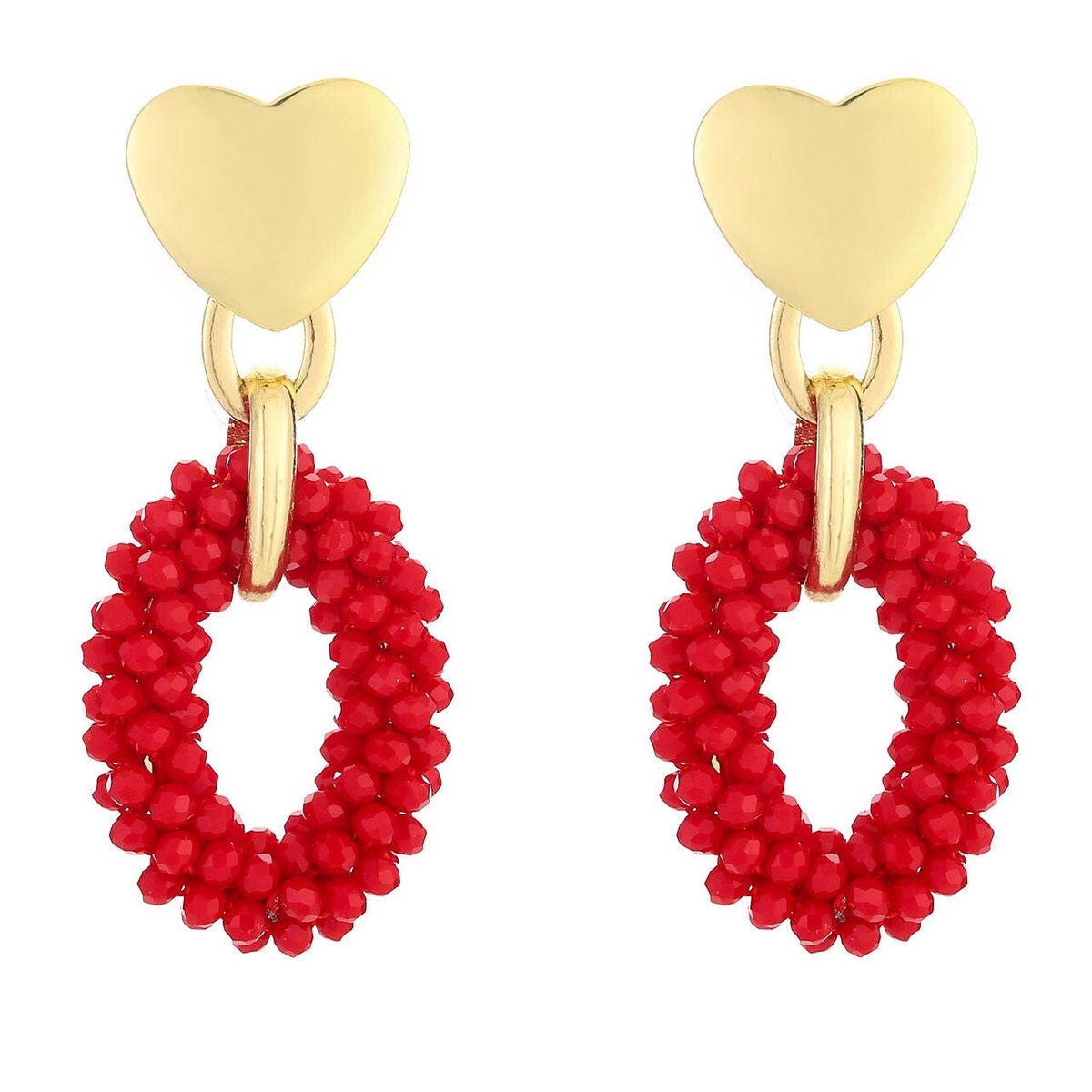 Michelle Bijou Oorbellen Kralen Love goud rood