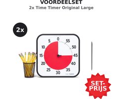 Time Timer® Large 30x30cm - 2PACK 60 Minuten - Visuele Timer - Zwart met Rode Schijf - 30 x 30 cm - Voordeelset 2 Stuks - Magnetisch - Incl. App