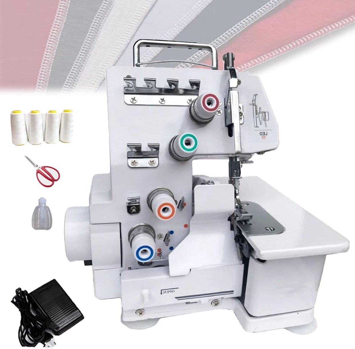 Overlockmachine - Naaimachine Zomen - Kleding Afwerken - 3 of 4 Draden - 31 x 31 x 31 cm - Wit