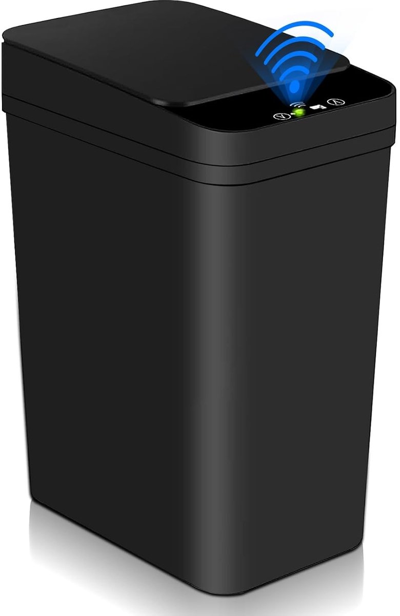 Automatische vuilnisbak met sensor 12L - Rechthoekige prullenbak voor keuken, woonkamer, toilet en kantoor - Zwart, geurvrij en ruimtebesparend
