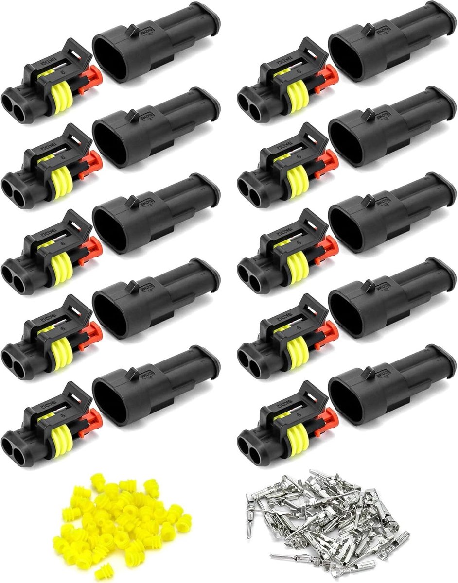 10 Stuks 2 Pin Waterdichte Auto Connectoren voor Vrachtwagens en Motorfietsen