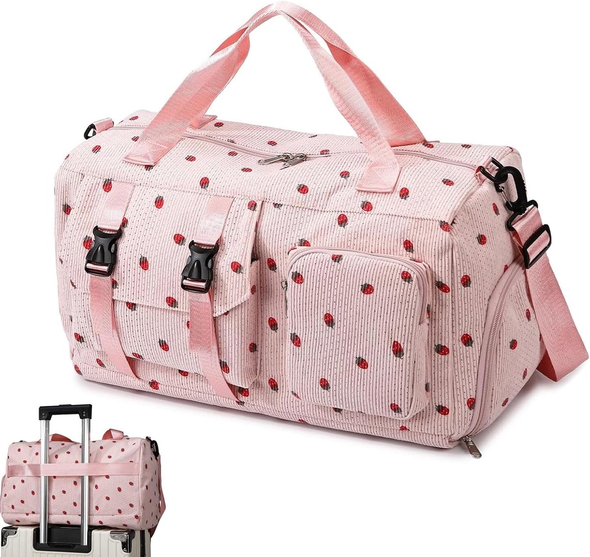 SnelShoppen - Sporttas voor Kinderen en Meisjes, Roze Duffeltas met Schoenenvak en Nat Vak, Ideaal voor Training, Sport, Weekend en Reizen, Fitness en
