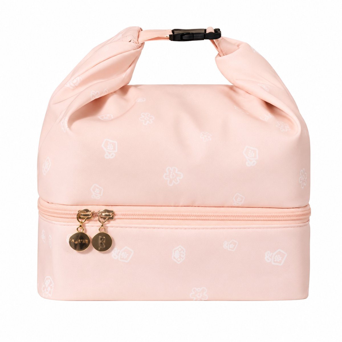 Bobypet - Kleine Koeltas en Lunchtas voor Dames - Dubbellaags en Opvouwbaar - Met Handige Drukknoop - Voor Werk, School en Strand - Roze