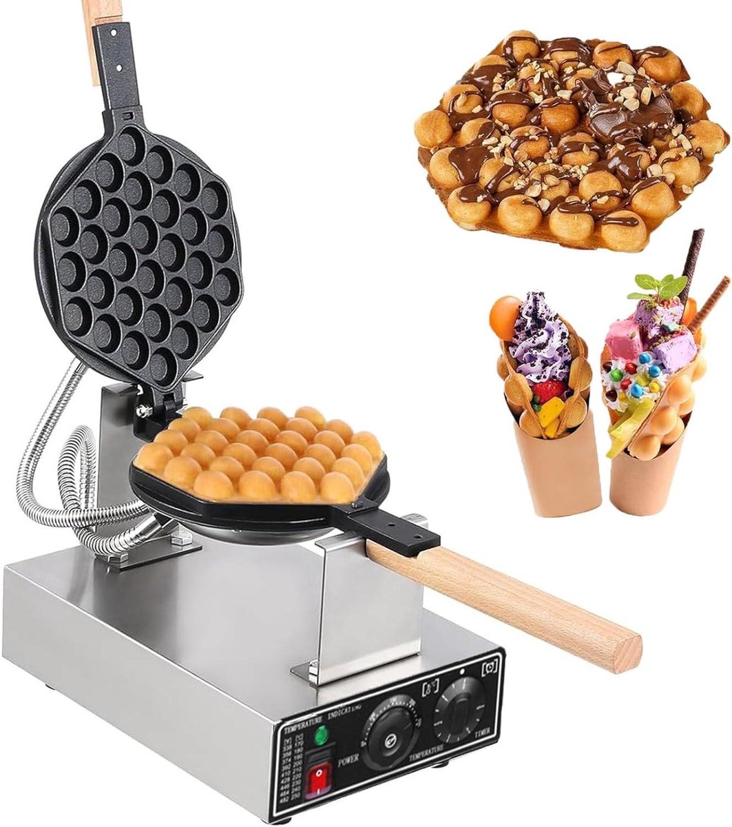 Wafelijzer - Poffertjespan - Desserts Maken - Dubbelzijdig Verwarmen - 1400W - Zilverkleurig