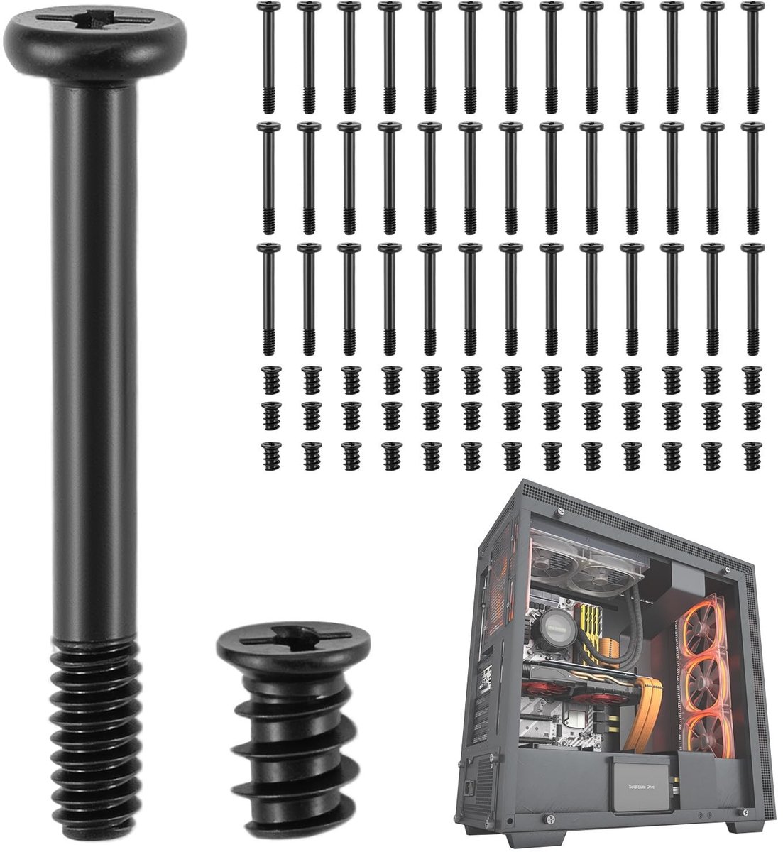 80 Stuks Computerbehuizing Schroeven Set, Zelftappende Schroeven voor PC Ventilator Installatie, Geschikt voor Computer Hardware en Accessoires