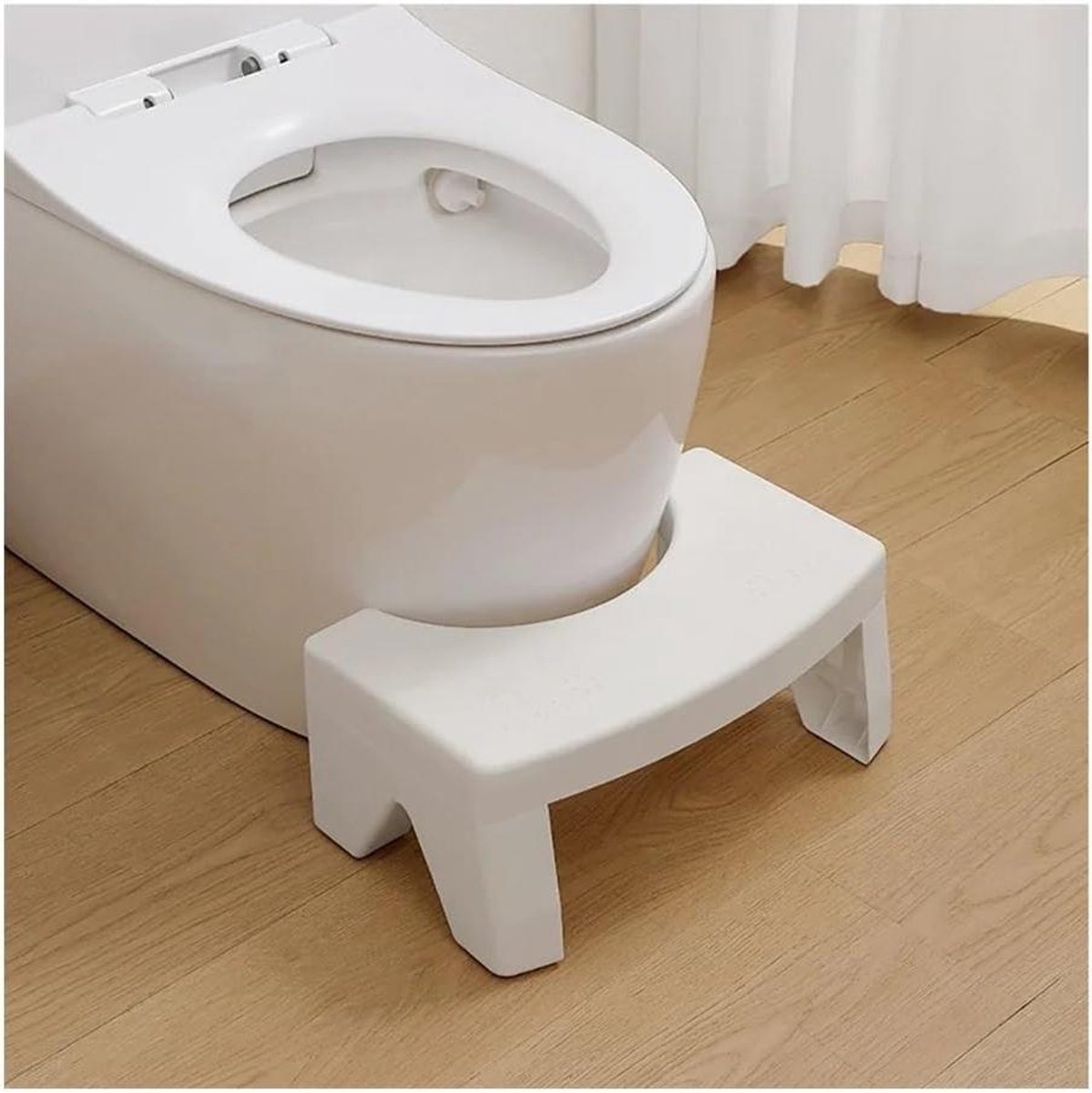 Toilet Voetenbankje - Squat Toilet Hulp - Comfortabel Toilet Gebruik - Ergonomische Squat Positie - 40x21x18cm - Wit
