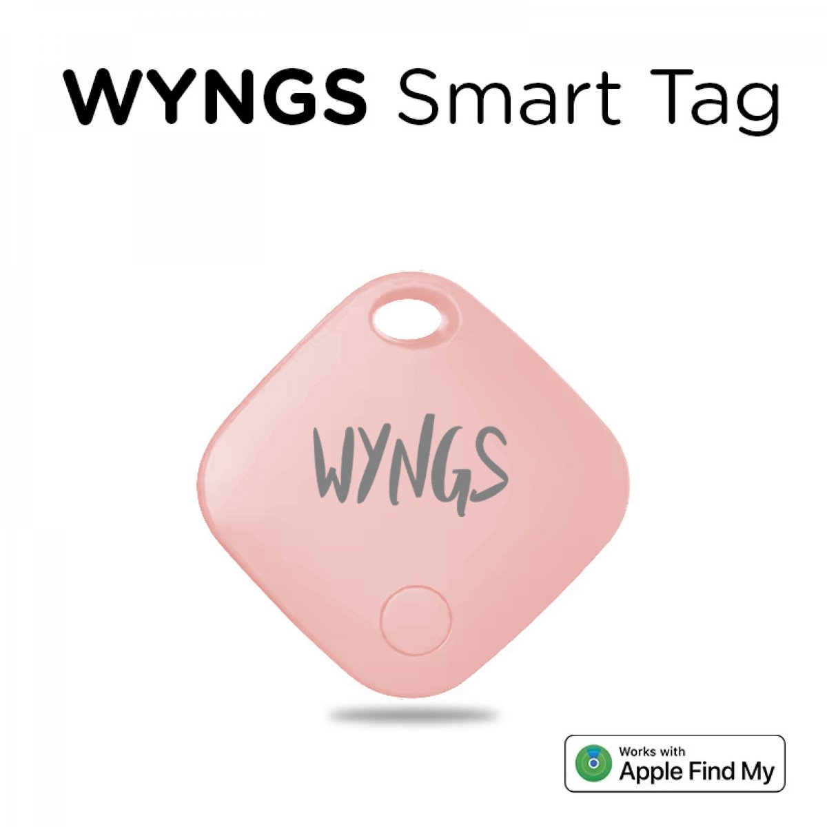 WYNGS Air Tag sleutelvinder – Bluetooth-tracker voor iPhone, sleutels, tassen en huisdieren – Compatibel met Apple ‘Find My’-app en iOS – Slimme GPS-locatiebepaling – Roze