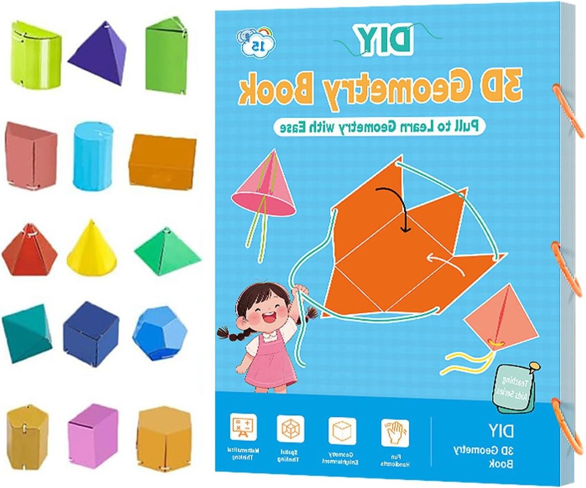 Kinderen Geometrie Boek - 3D Leerboek Formules Boek - Ruimtelijk Inzicht Trainen - Interactieve Oefeningen - 298 x 217 cm