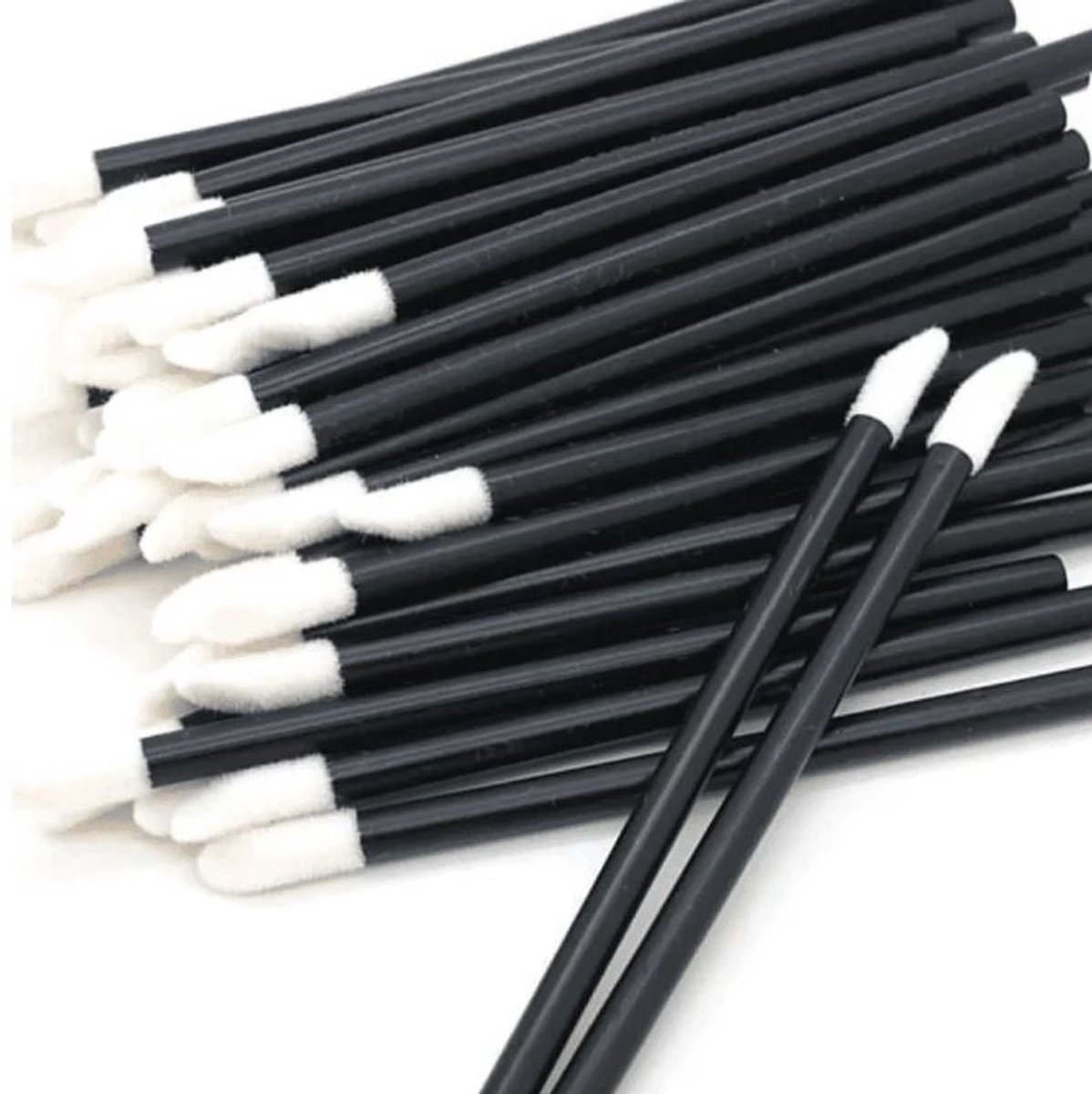 50x Make-up borsteltjes - Lipgloss applicator - Oogschaduw kwastje - Make-up applicator - Beauty kwastjes - Wegwerp make-up borstels - Lip make-up tool - Oogmake-up accessoires - Zwart - 10 cm - Jonyx