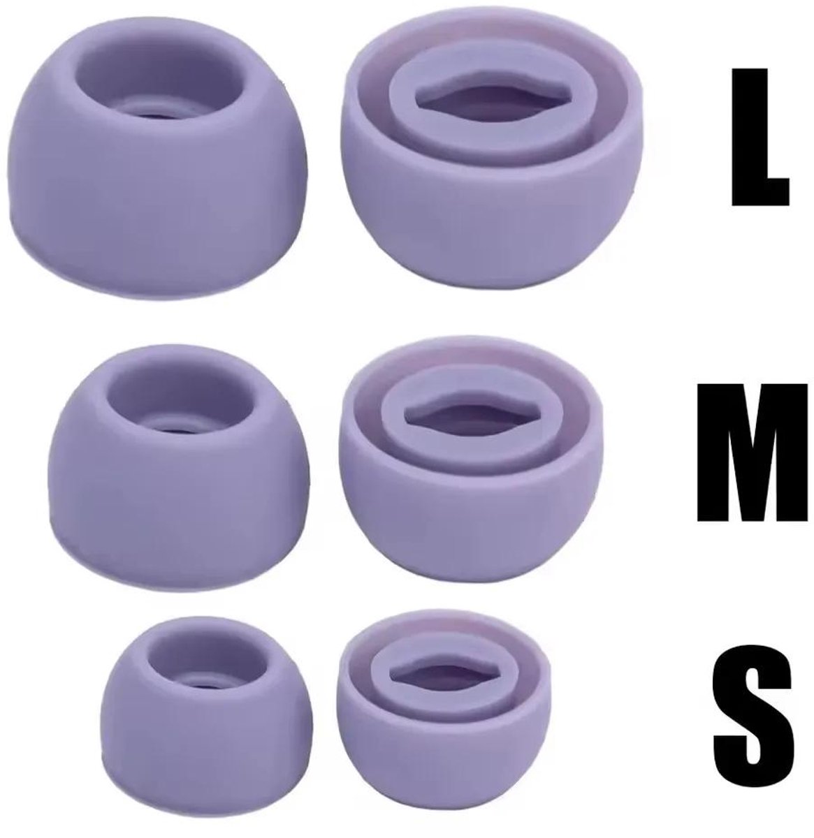 Oordopjes geschikt voor Samsung Galaxy Buds Pro - Siliconen oordopjes - Ear tips - In-ear dopjes - Vervangende dopjes - 3 maten: S/M/L - Lila - 1 set van 6 stuks - Jonyx