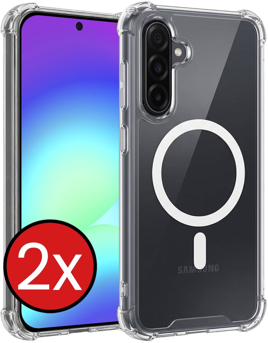 Hoesje - 2 Stuks - Geschikt voor Samsung Galaxy A56 - Magsafe Compatible - Sterk & Shockproof - Shock Proof Case - Back Cover - Telefoon Hoes - Telefoonhoes - Transparant