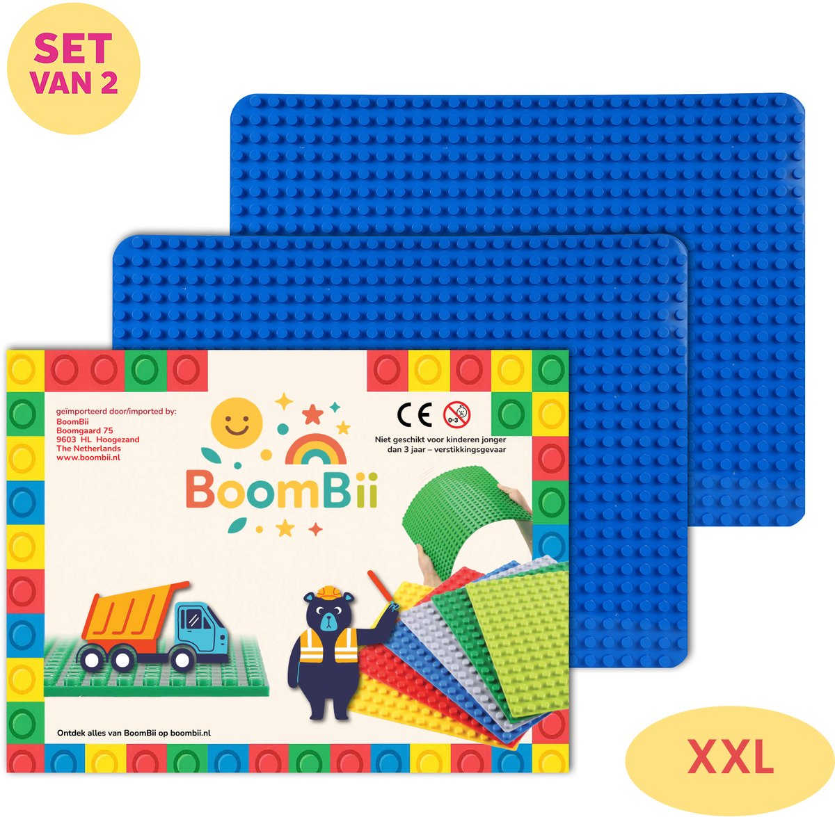 Bouwplaat XXL blauw - geschikt voor DUPLO - 2 XXL bouwplaten - BoomBii