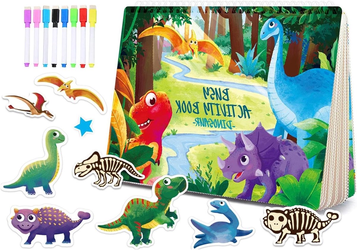 Dinosaurus Puzzelboek - Educatief Kinderboek - Creativiteit Stimuleren - Herbruikbare Uitwisbare Pagina's - 306 x 218 x 33 cm