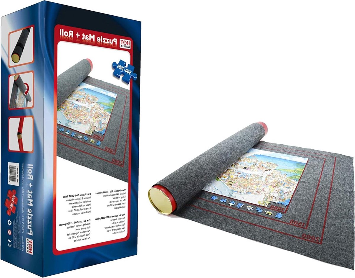 Puzzelrol met Mat - Puzzelmat Opbergrol - Puzzels Opbergen - Extra Dikke Rol - 120 x 80 cm - Grijs
