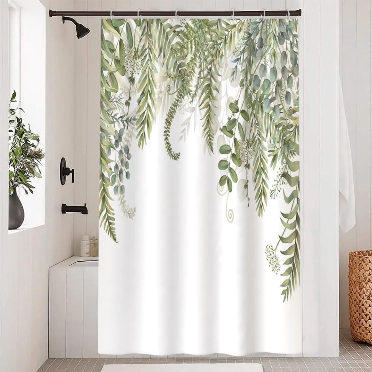 SnelShoppen - Uiiooazy Douchegordijn Vintage Bloemen Blauw Groen Waterdicht Anti-Schimmel Polyester 120 x 180 cm Inclusief 8 Haken voor Badkamer
