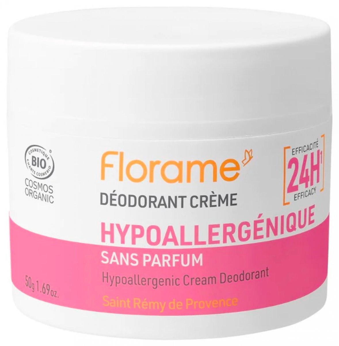 Florame Déodorant Crème 24H Hypoallergénique Bio 50 g