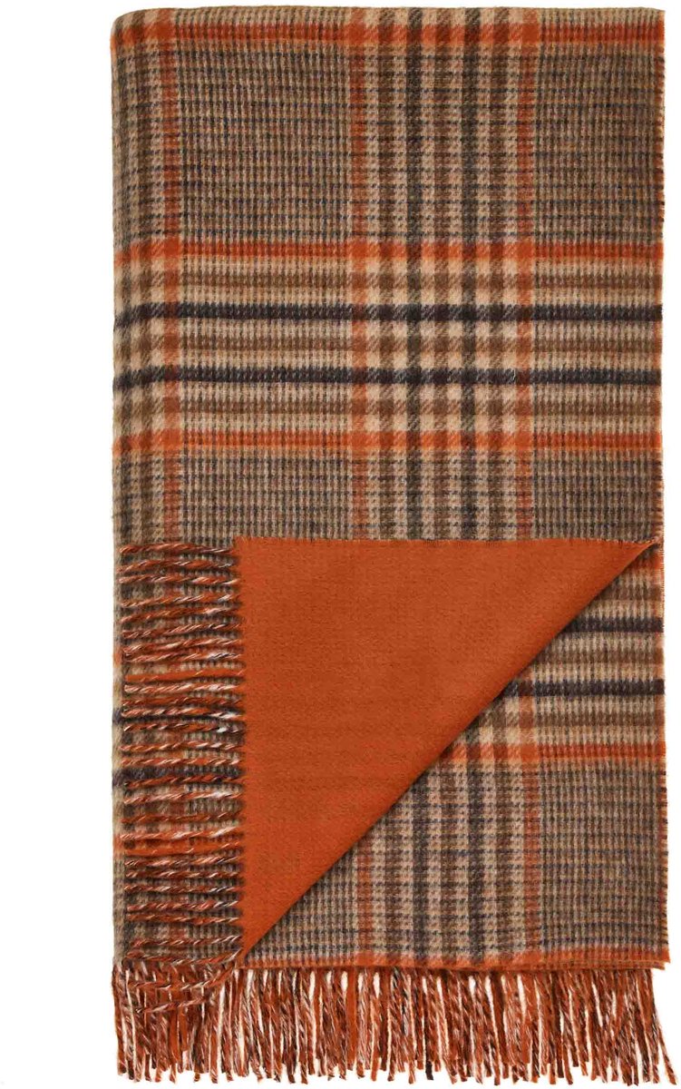 Plaid Estate Geblokt Oranje - Country Side Collection - Merino Lamswol - 140x185 - Bronte by Moon Scotland