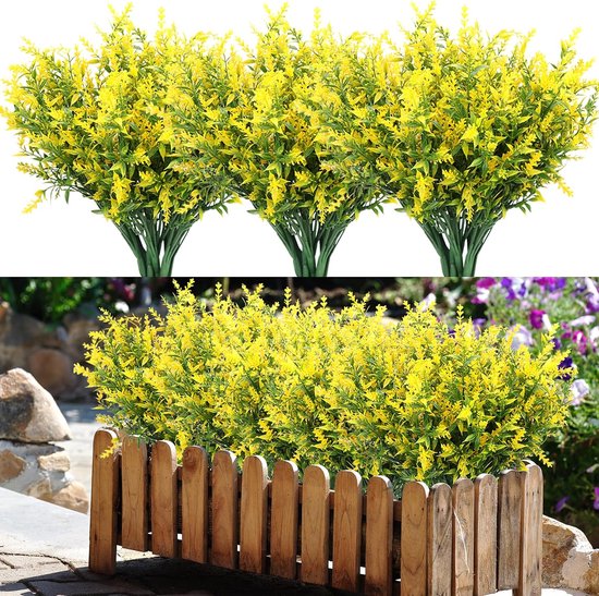 SnelShoppen - Kunstplanten en Bloemen, 10 Bundels Kunstbloemen in Pot, UV Bestendig, Kunstlavendel, Balkonplanten, Decoratie, Schaduwplant, Waterdicht