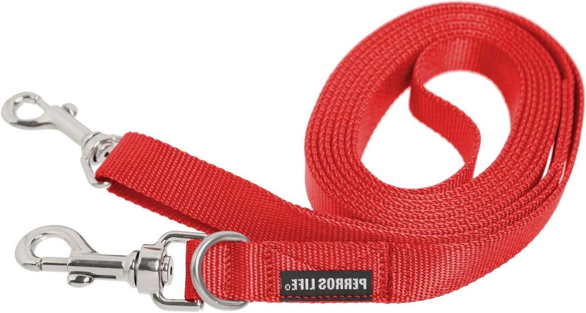 Hondenlijn - Dubbele Riem - Hond Uitlaten - Dubbele Karabijnhaak - 3 meter 20 mm - Rood