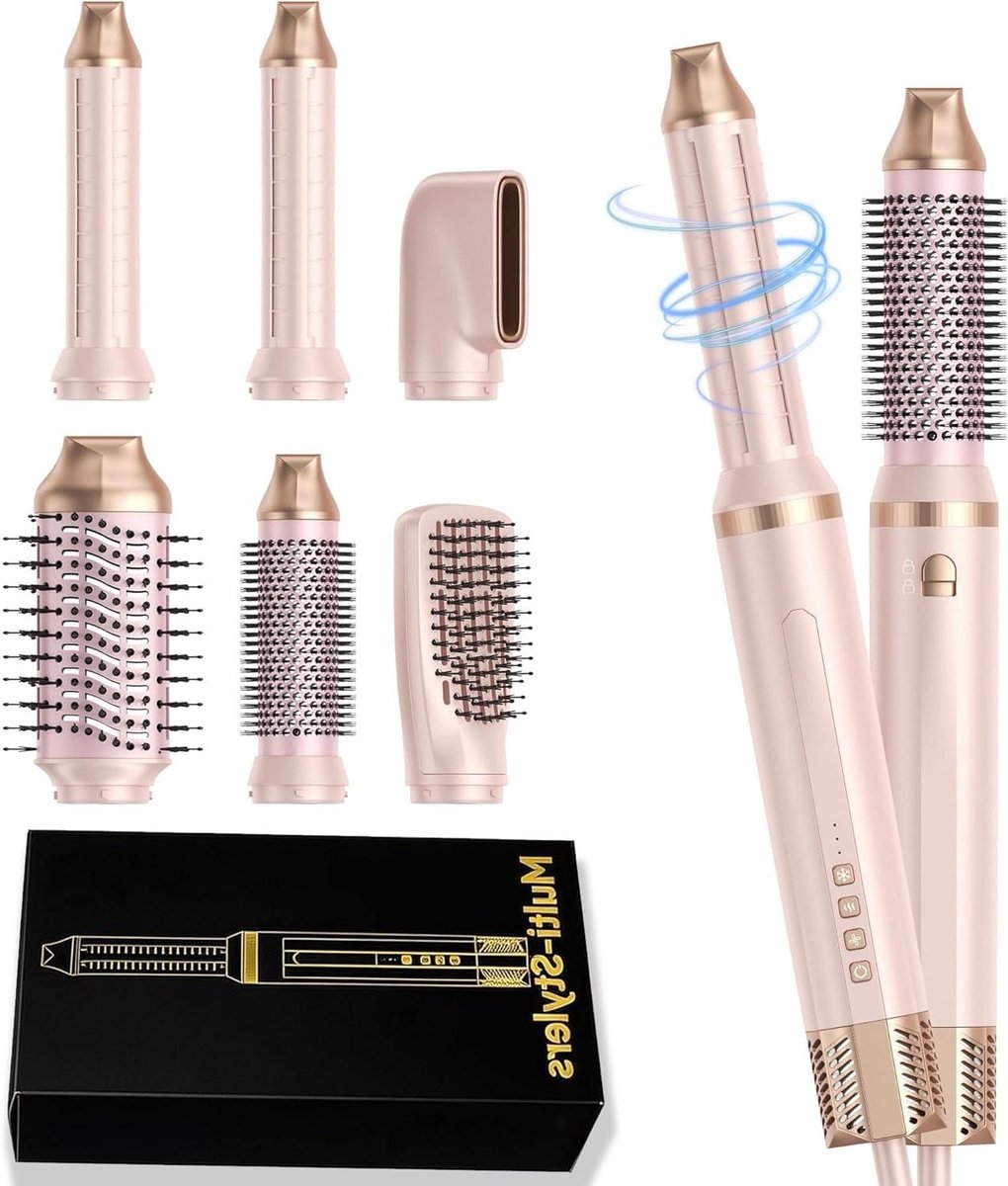 Haarstyling Tool - Multistyler Föhn - Creëer Looks - 6-in-1 Styling - 1300 W - Zwart