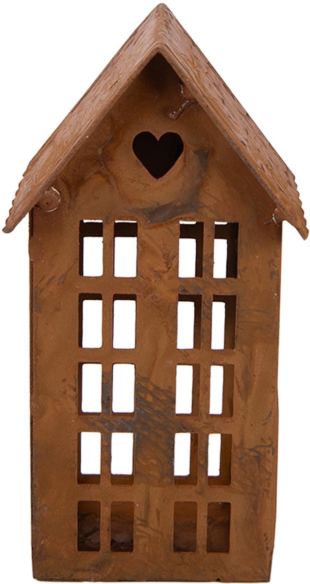 Clayre & Eef Decoratie Beeld Huis 5x6x12 cm Bruin Metaal