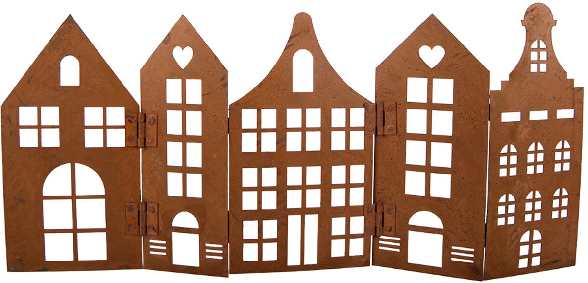 Clayre & Eef Decoratie Beeld Huis 45x1x21 cm Bruin Metaal