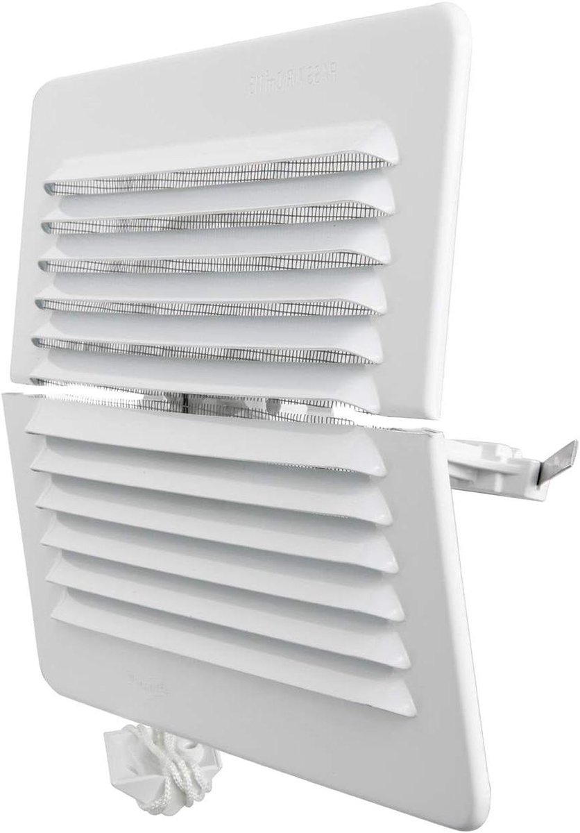 Ventilatierooster Aluminium Wit - Afzuigrooster Inklapbaar - Ventilatie Aanleggen - Met Insectenbescherming - 193x165 mm - Wit
